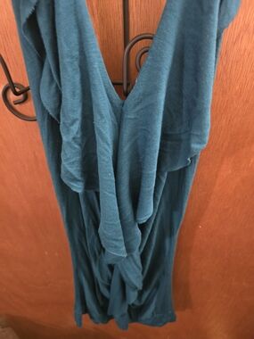 579 Teal Ruffled V-Neck Halter Top